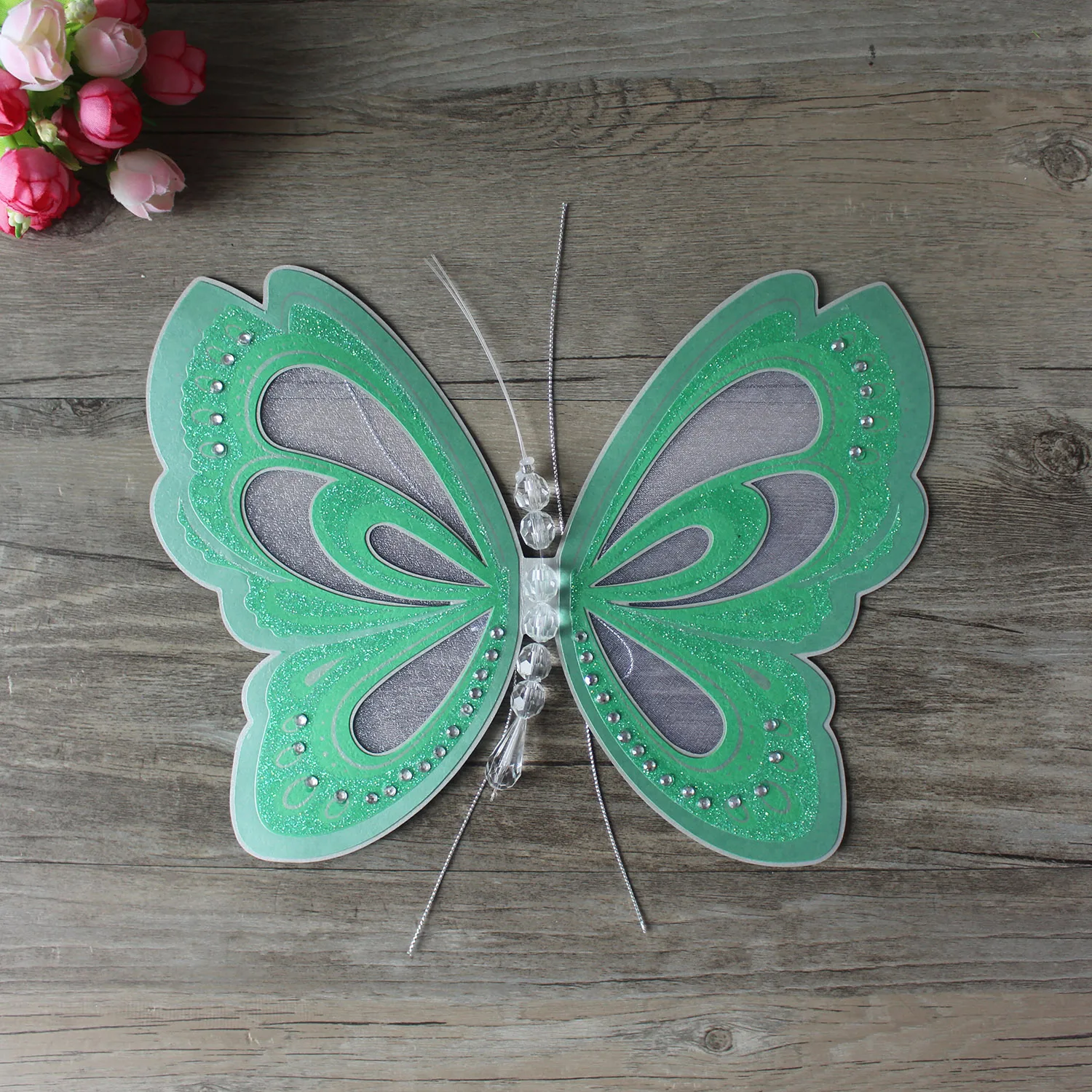 Wholesale Green Shining Unique Butterfly Shape Scroll Wedding Invitations