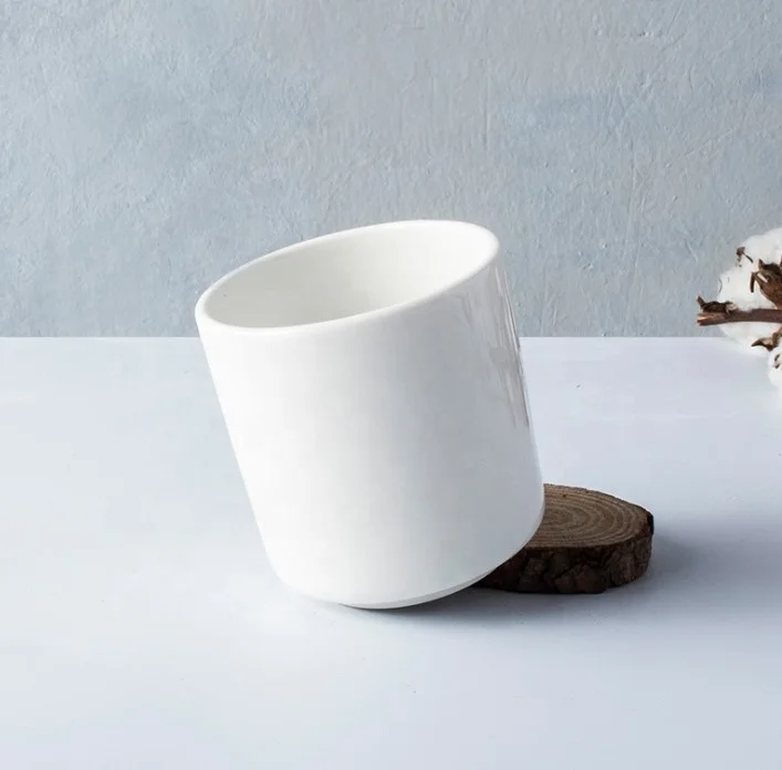 
Japanese household tea set cup white no hand white porcelain hand cup restaurant practical round straight ceramic cup 