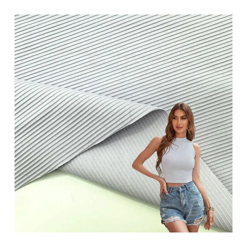 Wholesale Ribbed 4 Way Stretch 13 Spandex 87 Nylon Fabric Stretchable Ottoman Rib Knit Fabric Ottoman Fabric
