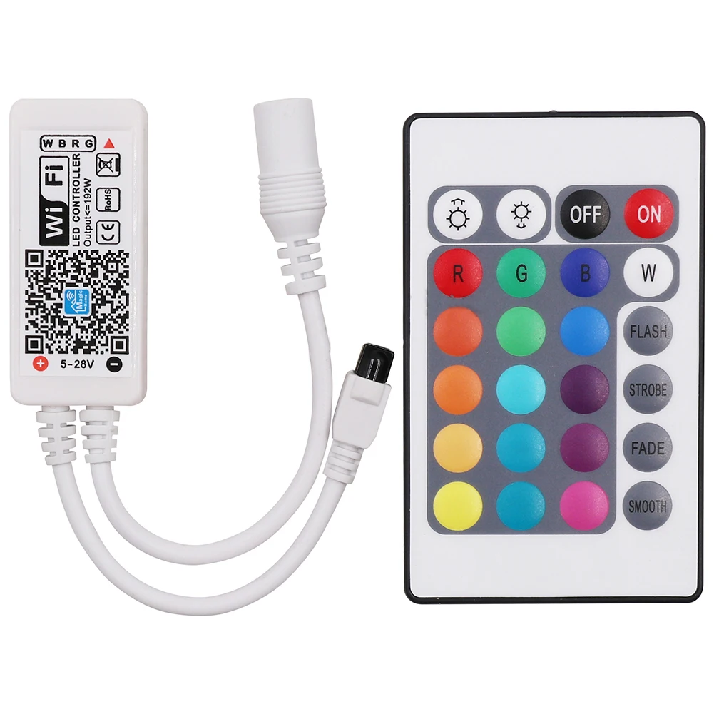 Magic Home DC5-28V RGB/RGBW WiFi Remote LED Controller for 12V 5050 60LEDs RGB LED Strip Lights Change/Dimmer with 24Keys Remote