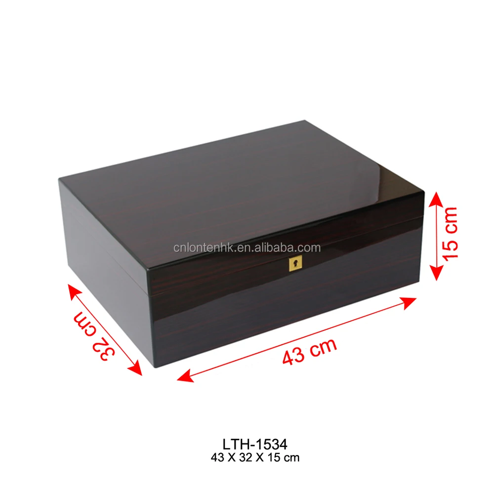 wholesale custom spanish cedar wooden box with hygrometer humidifier solution desktop luxury humidor cigar box
