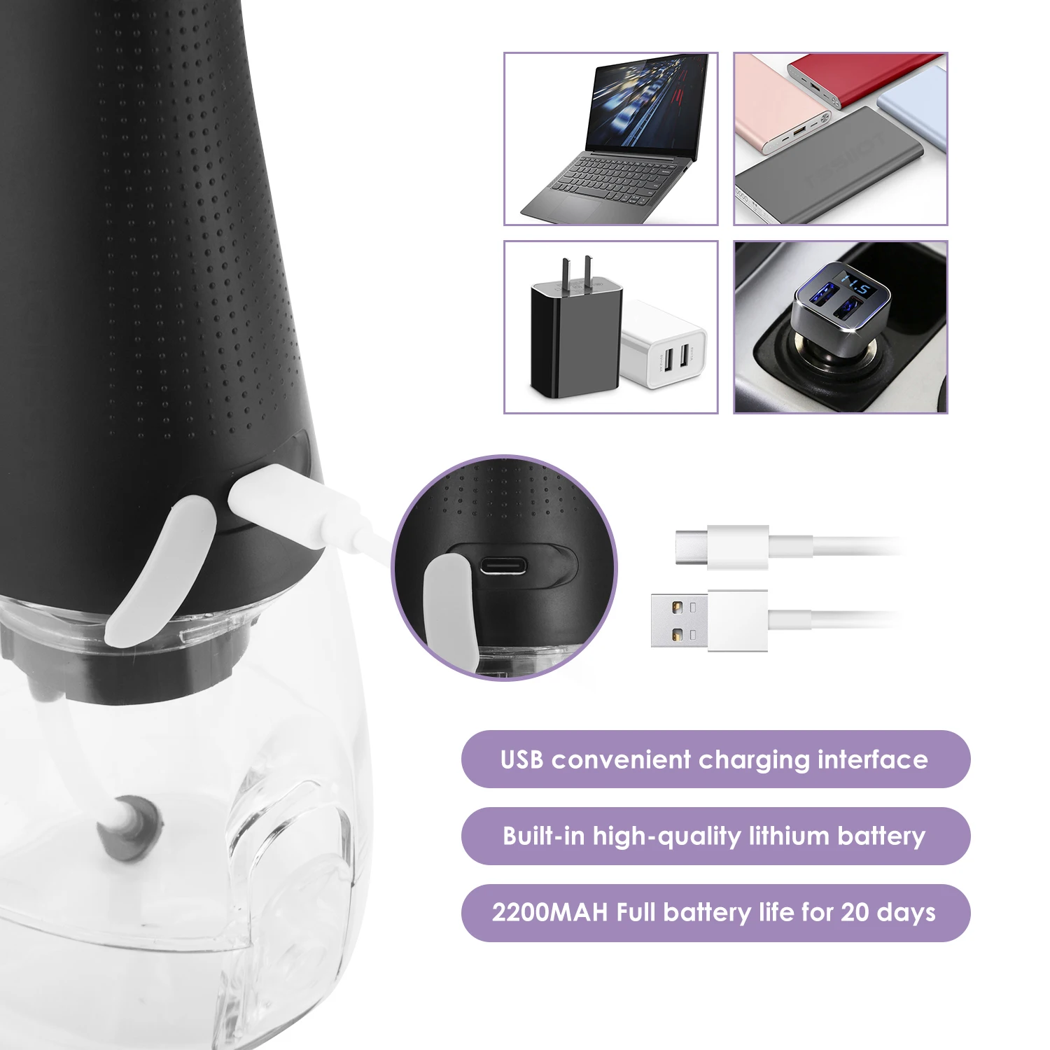 Factory OEM Affordable Rechargeable 350ML Portable Cordless Teeth Cleaning Dental Flosser Oral Irrigator Water Flosser