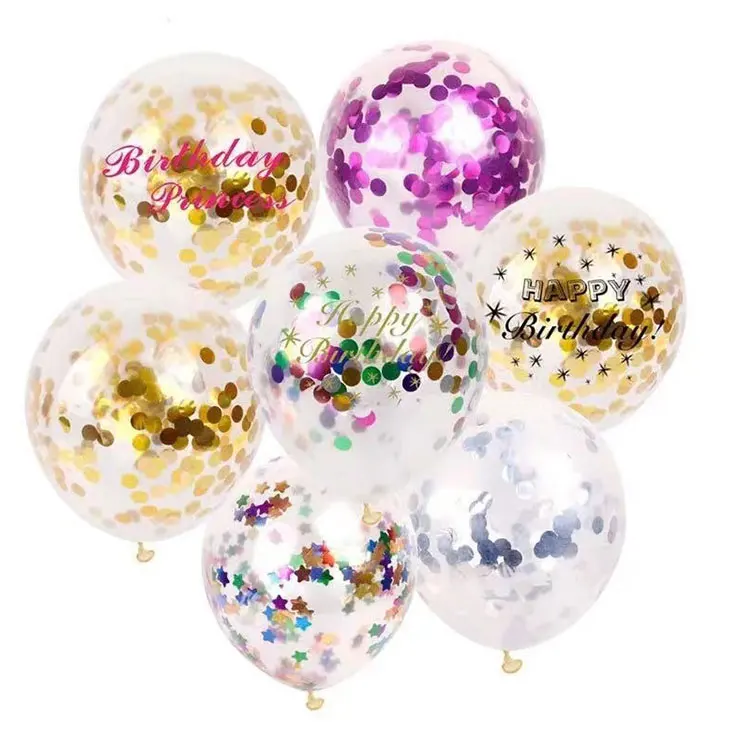 Party Deco 12 Inches Confetti Balloons Golden Paper Birthday Wedding  Decorations Sequins Balloon