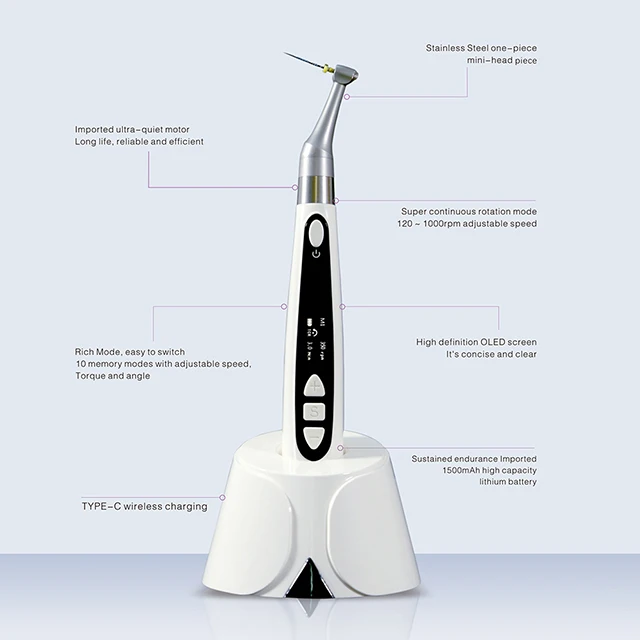 Hot Selling wireless Dental endomotor with built-in apex locator 1:1 Endomotor Root Canal Treatment