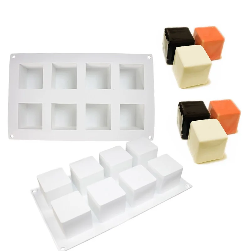 3D Cube Silicone Cake Mold for Baking Mousse Cake French Dessert Pastry Chocolate Brownie Ice Cream Pudding Mold