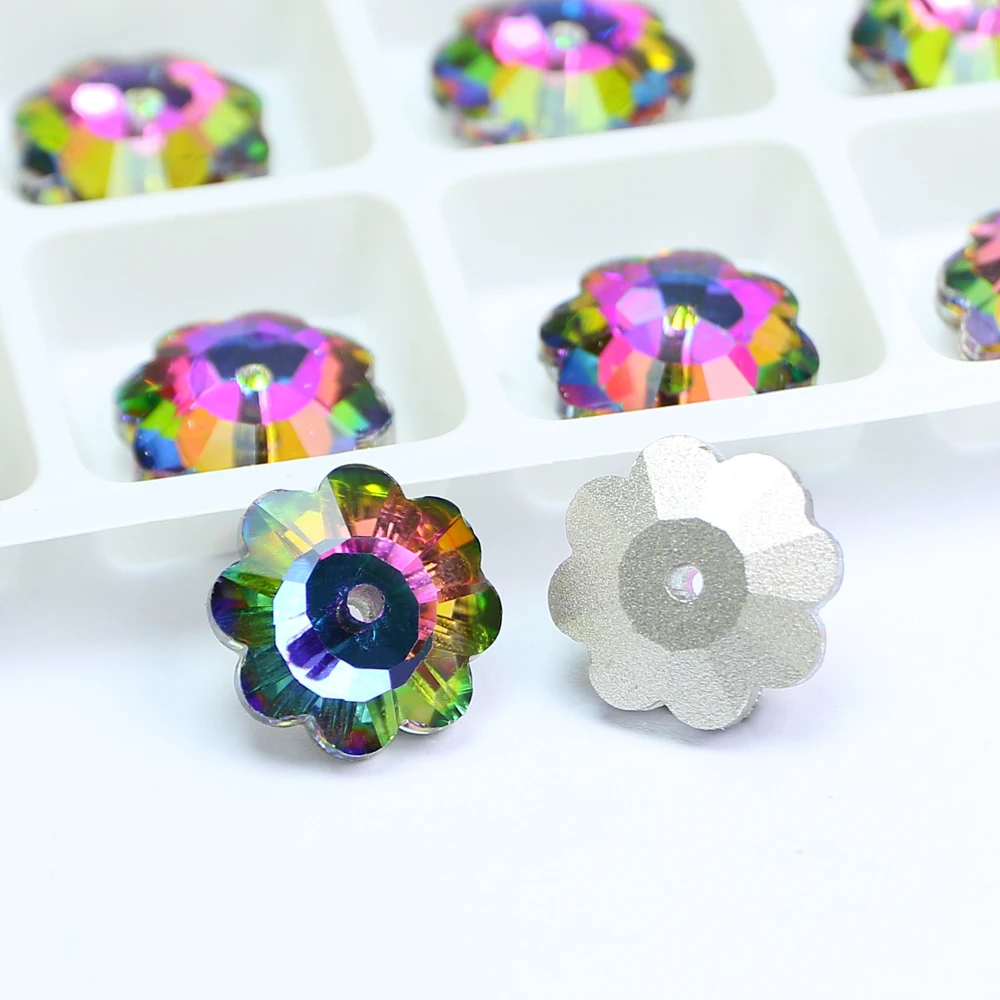 Factory Price Sew-on Crystal Rhinestones Flower Shape Flat Back K9 Crystal Glass Rhinestone for Garment Bags Shoes Accessories