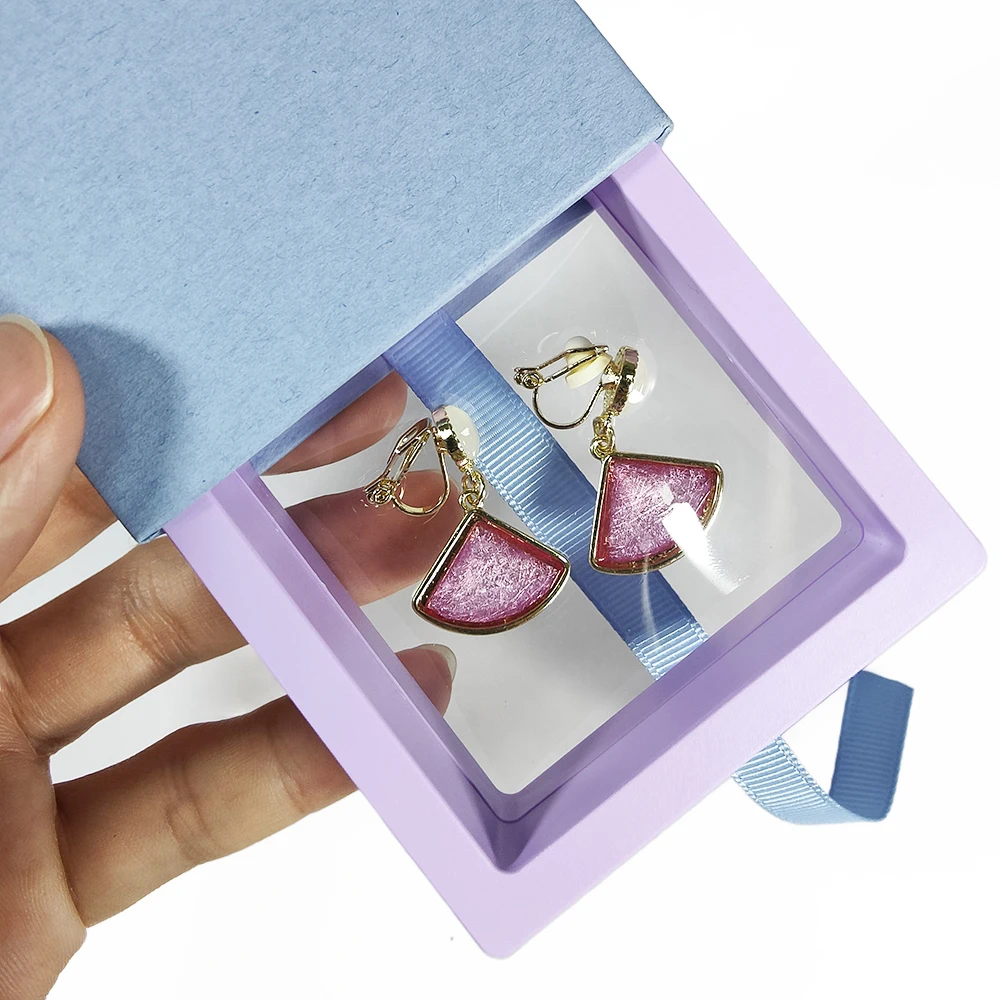 Set Showi Paper Drawer Box Diamond Transparent Square Floating Frame 3D Suspension Jewelry Display Box