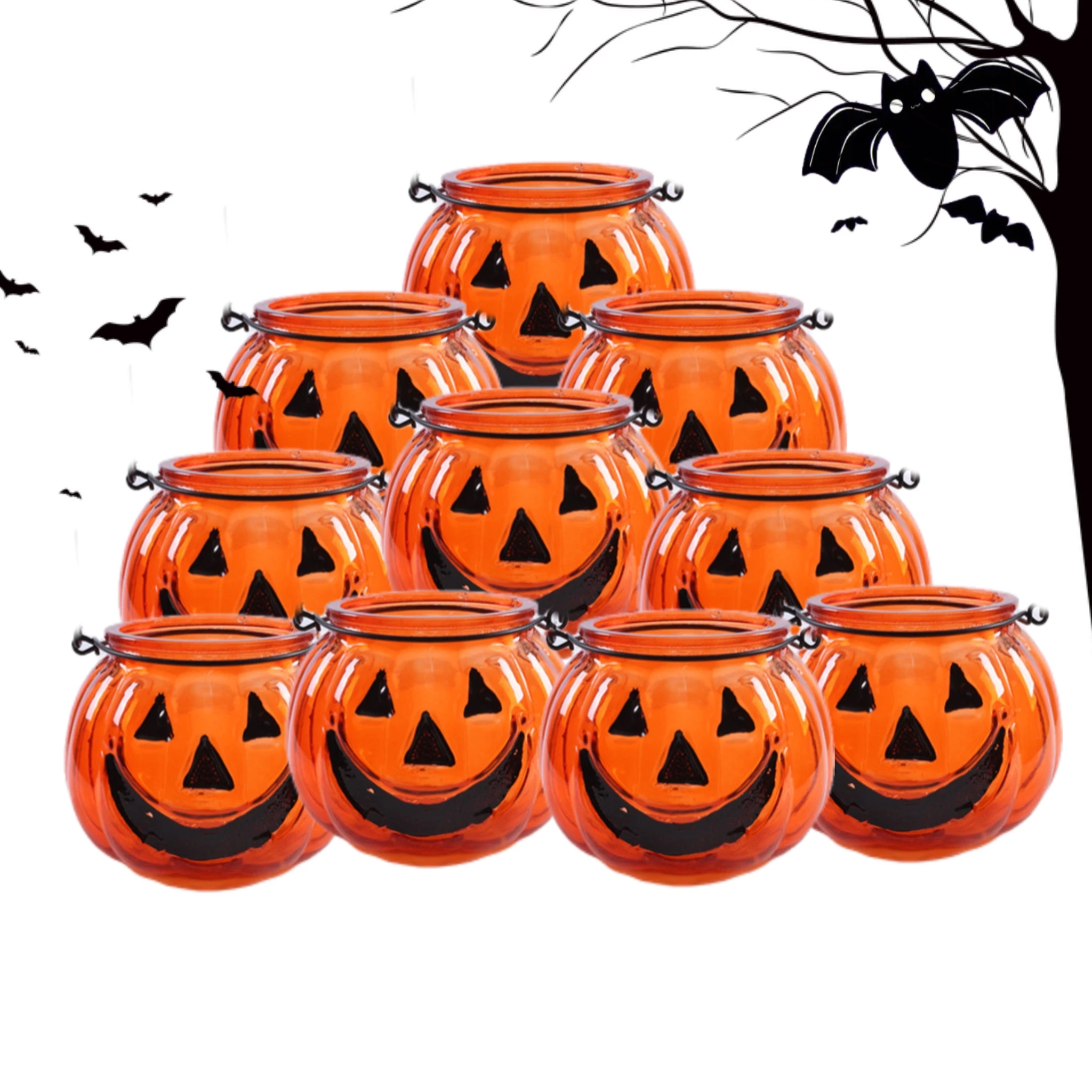 Стеклянные свечи в форме тыквы для Хэллоуина, свадьбы, дня рождения, ароматические свечи из соевого воска, банки для свечей в виде тыквы на Хэллоуин с крышкой