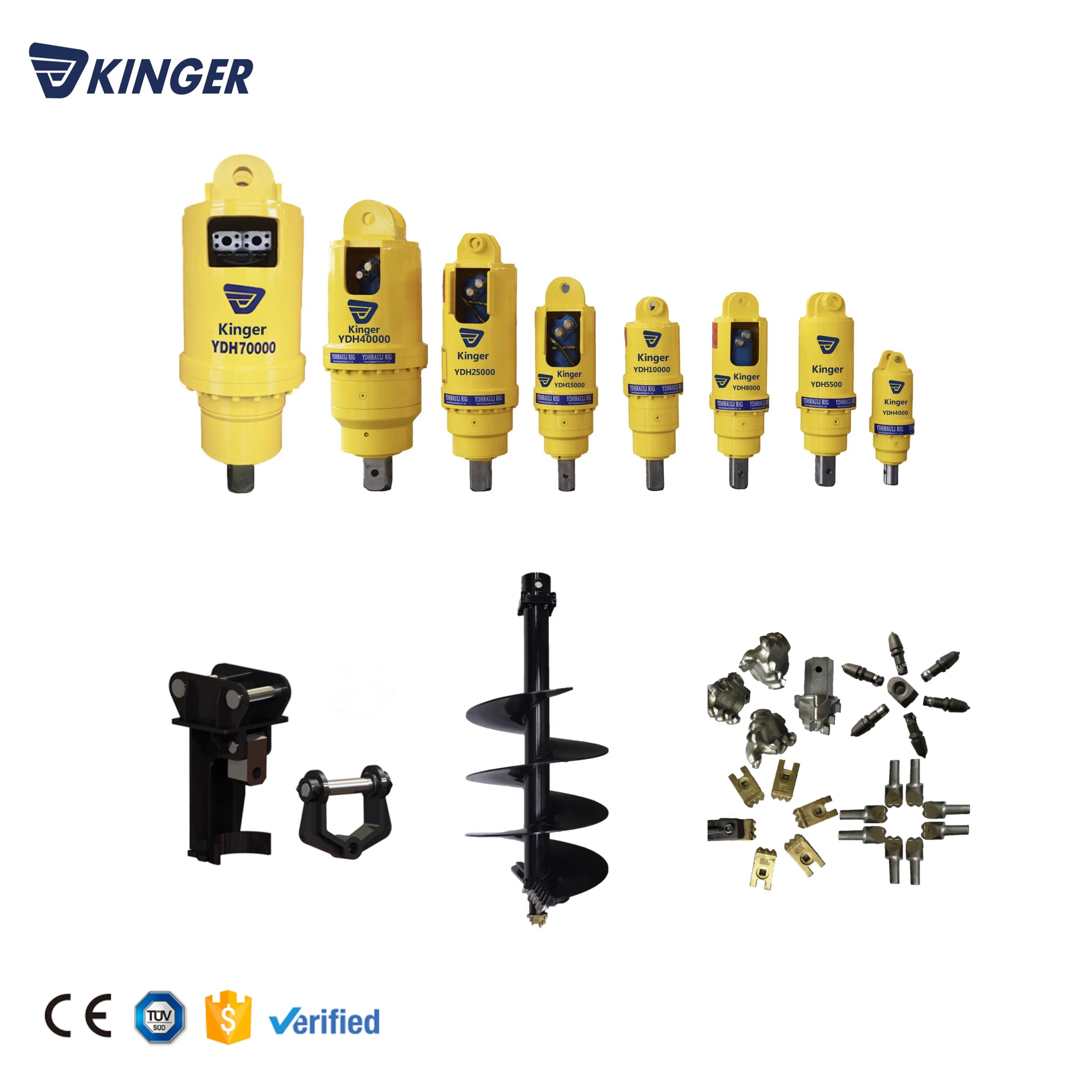 KINGER hydraulic auger drive excavator earth auger drilling machine good quality