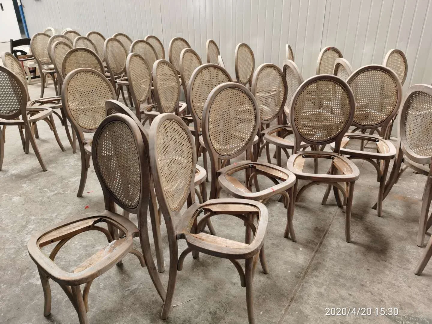 Round Back Cane Wicker Rattan Mesh Back Wood Restaurant Catering Cafe Dining Chair