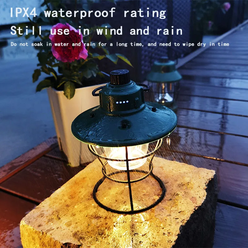 Portable Battery Powered Warm Vintage Style Led Camping Lantern for Garden Party