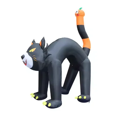 Grim 10FT Halloween Yard Decoration Black Cat With Built-in Led Light Outdoor Animated Halloween Inflatables For Lawn Party