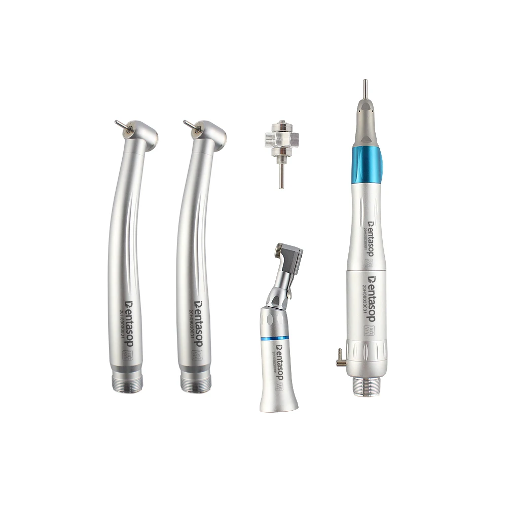 High quality blue button type turbine motor stainless steel high speed and low speed dental handpiece set