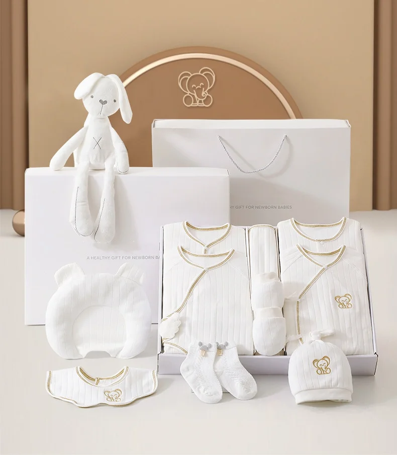 16 piece set Gift Box Custom Logo Newborn Gift Set Ropa Para Bebes Varon 100% Cotton New Born Baby Clothes Gift Set Suppliers
