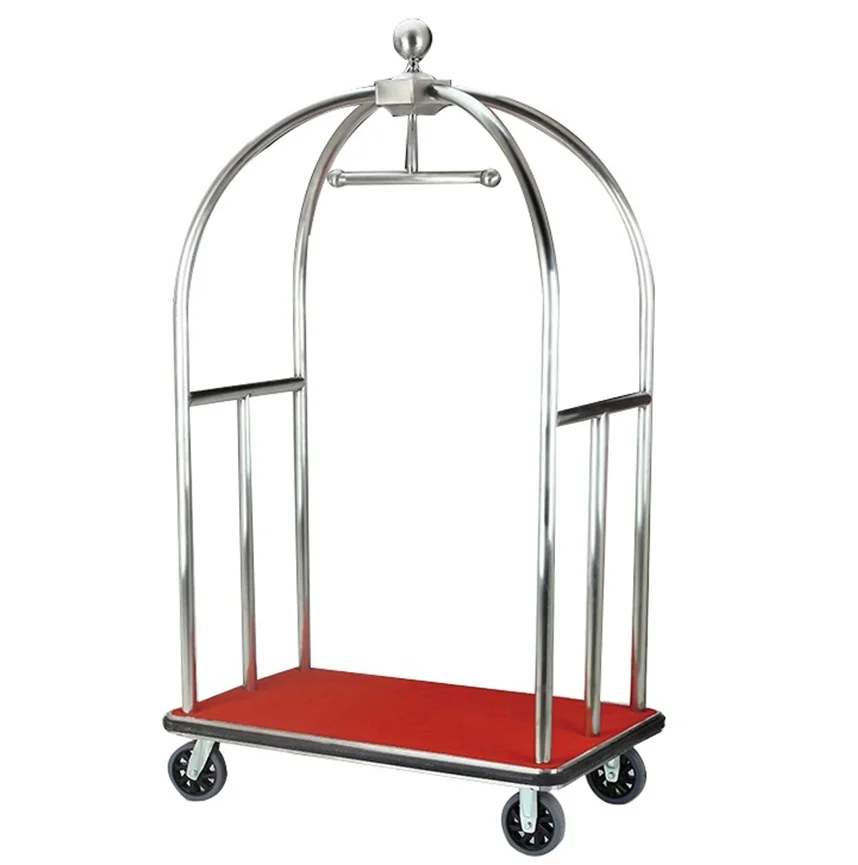 Heavy Duty Hotel Stainless Steel Bellman Luggage Trolley Cart hotel trolley