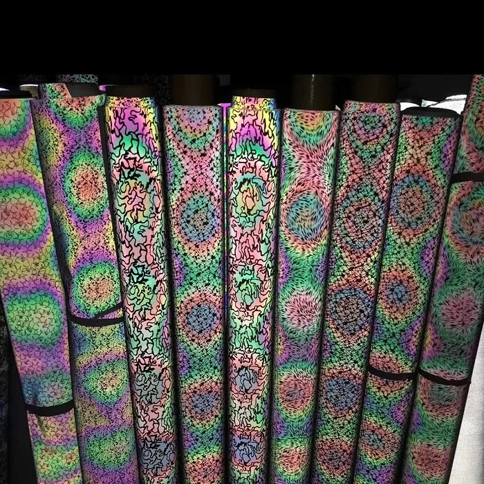 4 ways good stretch elastic rainbow spandex reflective printed fabrics for leggings sports clothing jumpsuits