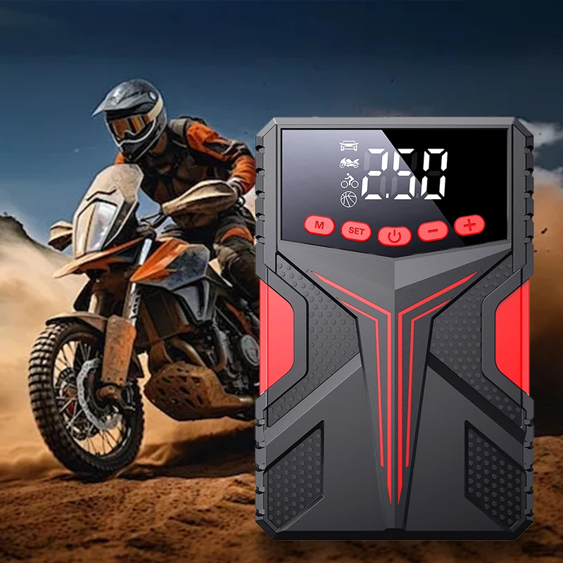 4 In 1 Functions 2000A Portable Car High Power Jump Starter Battery Pack With Air Compressor 12V Car Battery Jump Starter