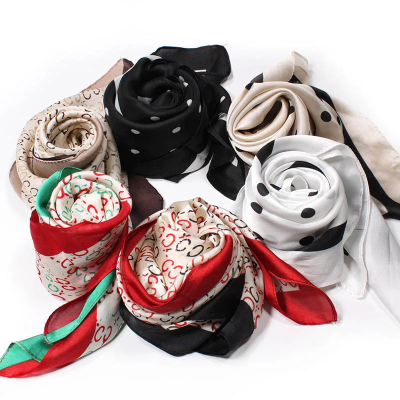 Factory Custom Design Silk Scarf for Women Manufacture Silk Chiffon Hijab Scarf Fashion Luxury Brand Printed Silk Scarf
