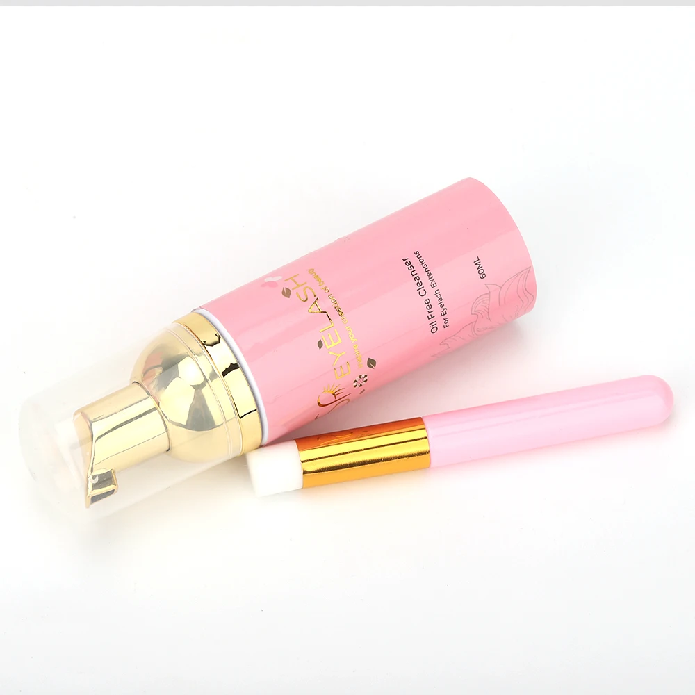private label high quality eyelash extension cleanser foam cleaner lash shampoo kit with brush