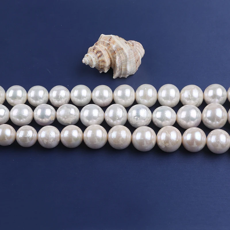 Zhuji 12-17mm Natural White Edison Round Freshwater Pearl Strands For Sale