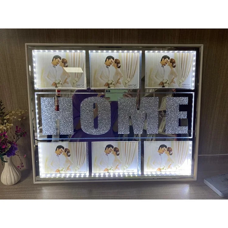 Fashion LED Photo Frame 7' Crystal Sublimation Glass Picture Frames Wholesale led Light Photo Frame as Memorial Gifts cadre