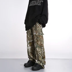 Streetwear Classic Print Fit Distress Pants Rock Zipper Fashion Painted Cargo Jeans Men