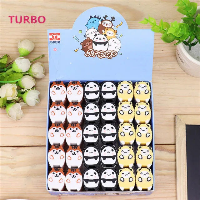 
Good Quality School Supplies stationery children promotional gift cute panda design waist eraser rubber erasers 
