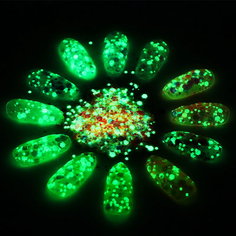Free sample 12 Colors Nail Art Glitter Epoxy resin DIY Craft Glitter Glow in the dark glitter