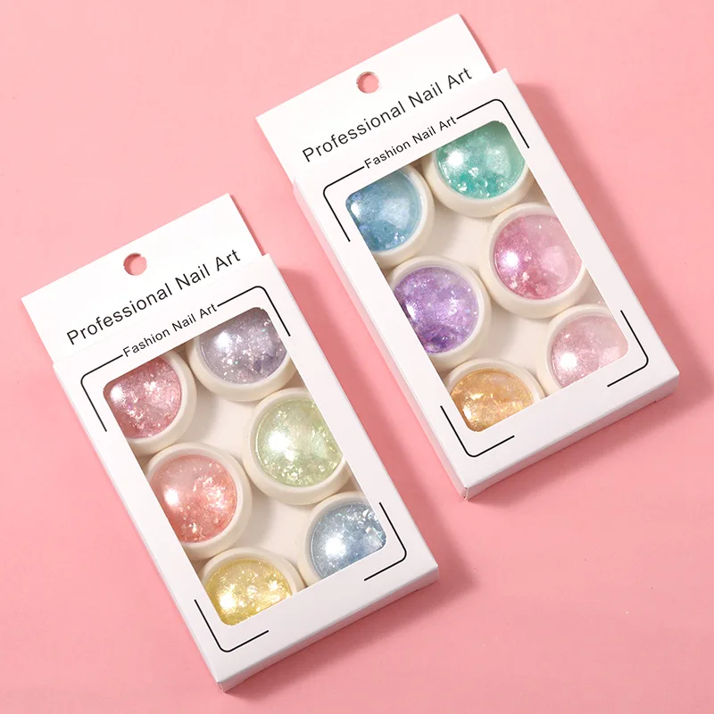 Nail Art Magic Mirror Powder Set Aurora Opal Iridescent Cloud Brocade Snow Flock Icy Scales for Dreamy Highlight Glitters Set