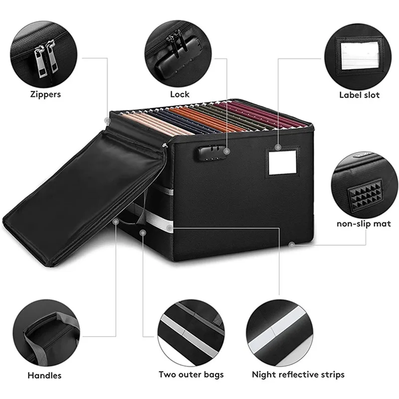Wholesale Durable Portable Fire And Water-resistant Safe Briefcase File Storage Bags Important Document Bags