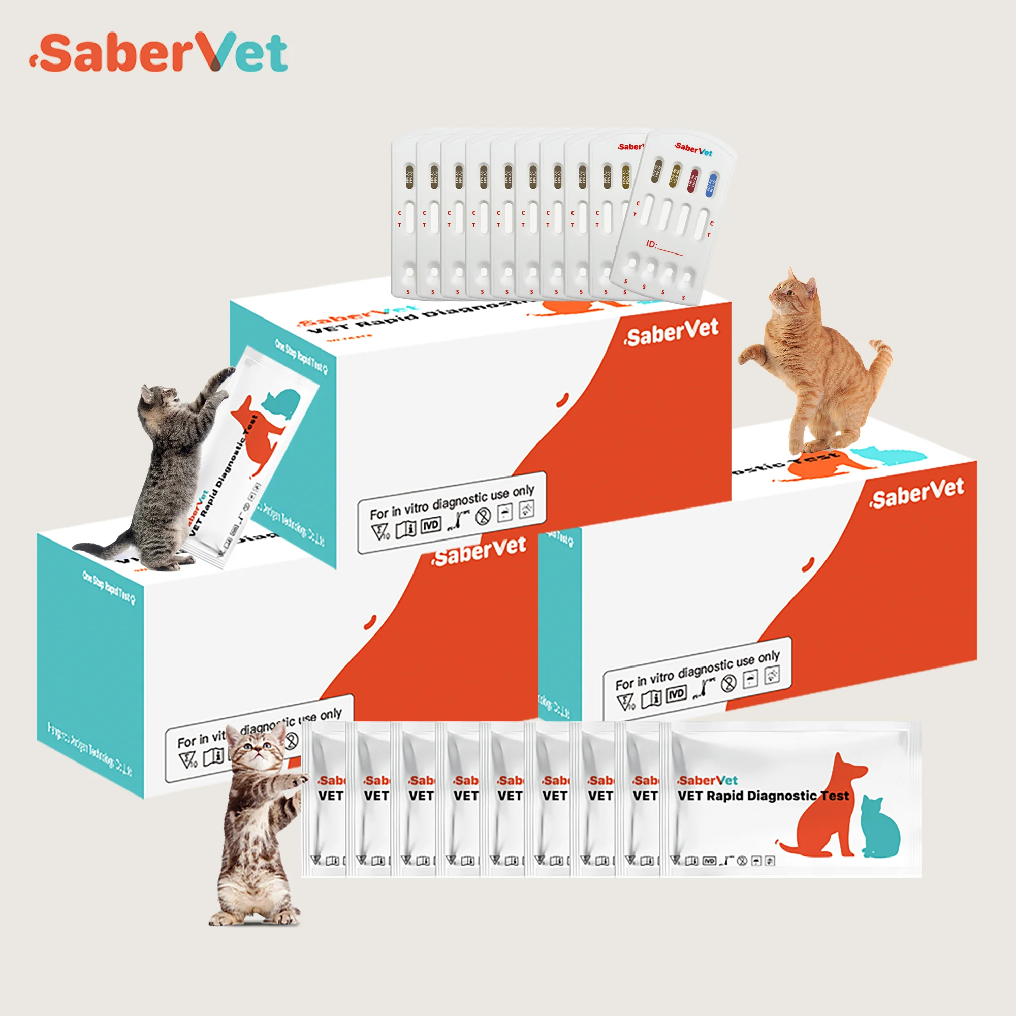 Veterinary 4 Way Test Kit FPV FCoV FHV FCV Ag Disease Rapid Test Kit