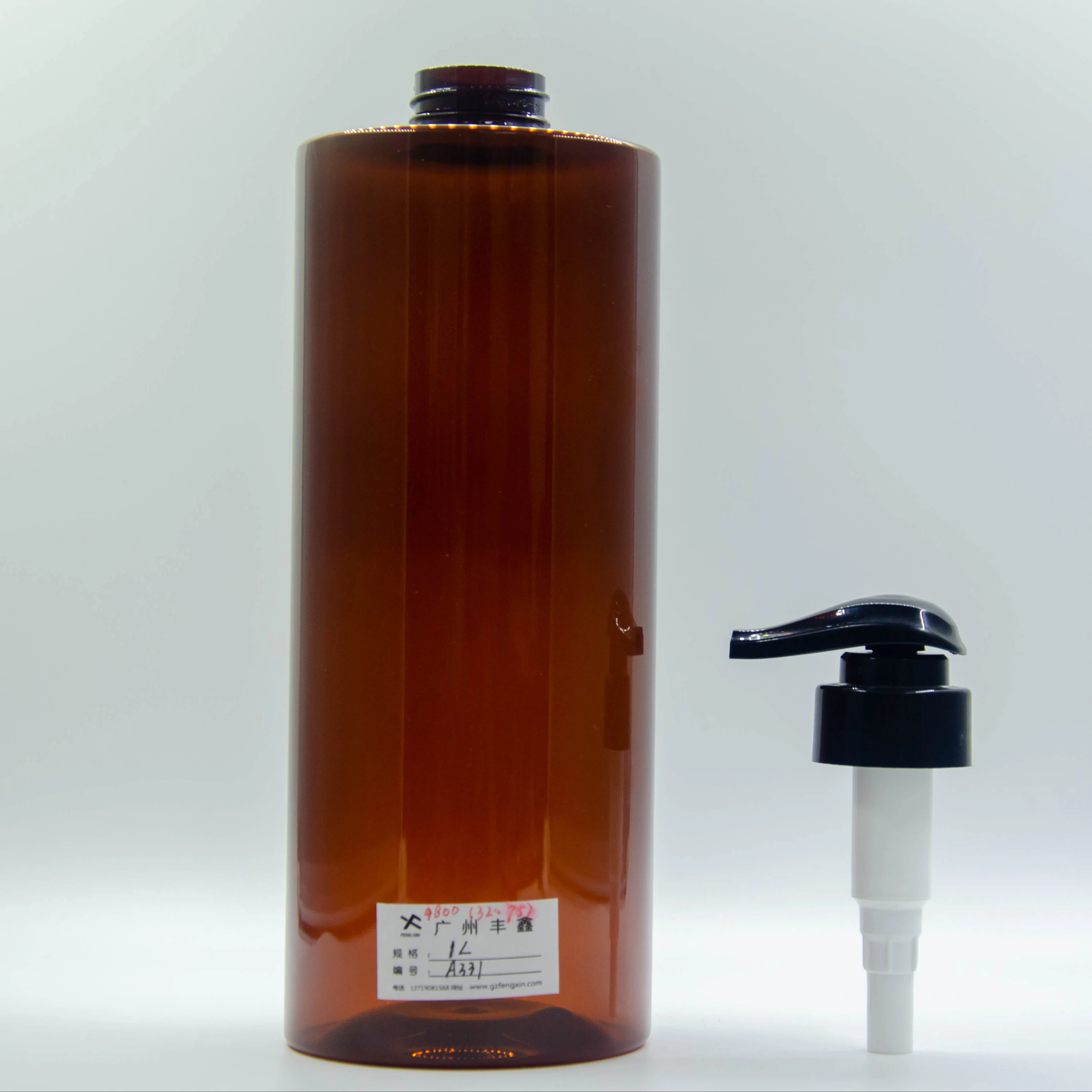 Personal care transparent amber cosmetic bottle 1 litre plastic bottle