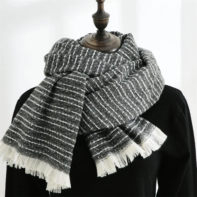 JOJO Light Color Fashion Tassels Muffler Warm Necker Chief Stripe Scarf for Women