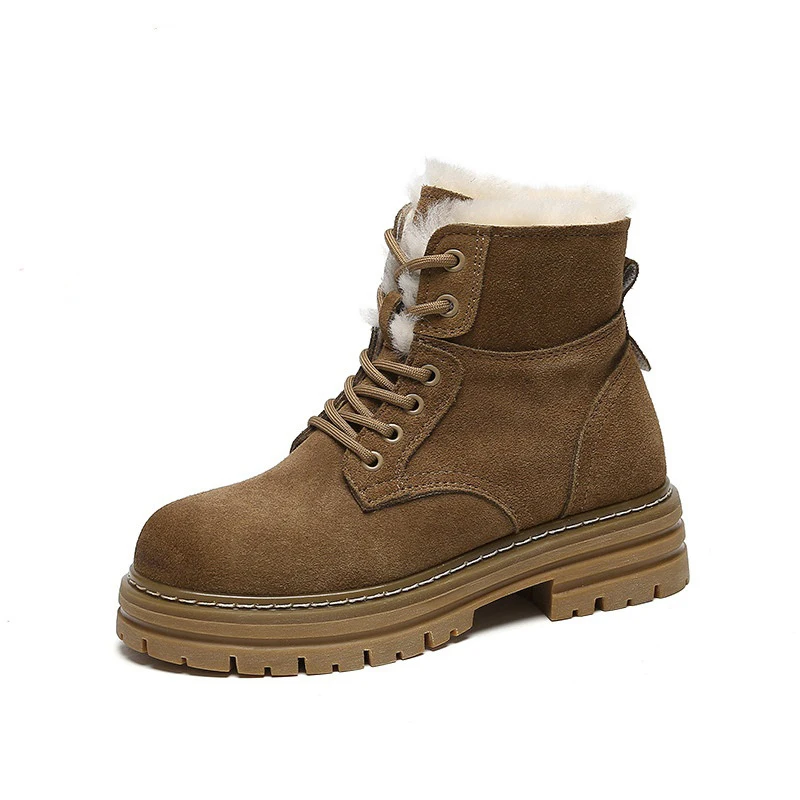 Slip-on Comfortable Thermal Round ladies snow boots suede plush snow boots women winter casual shoes