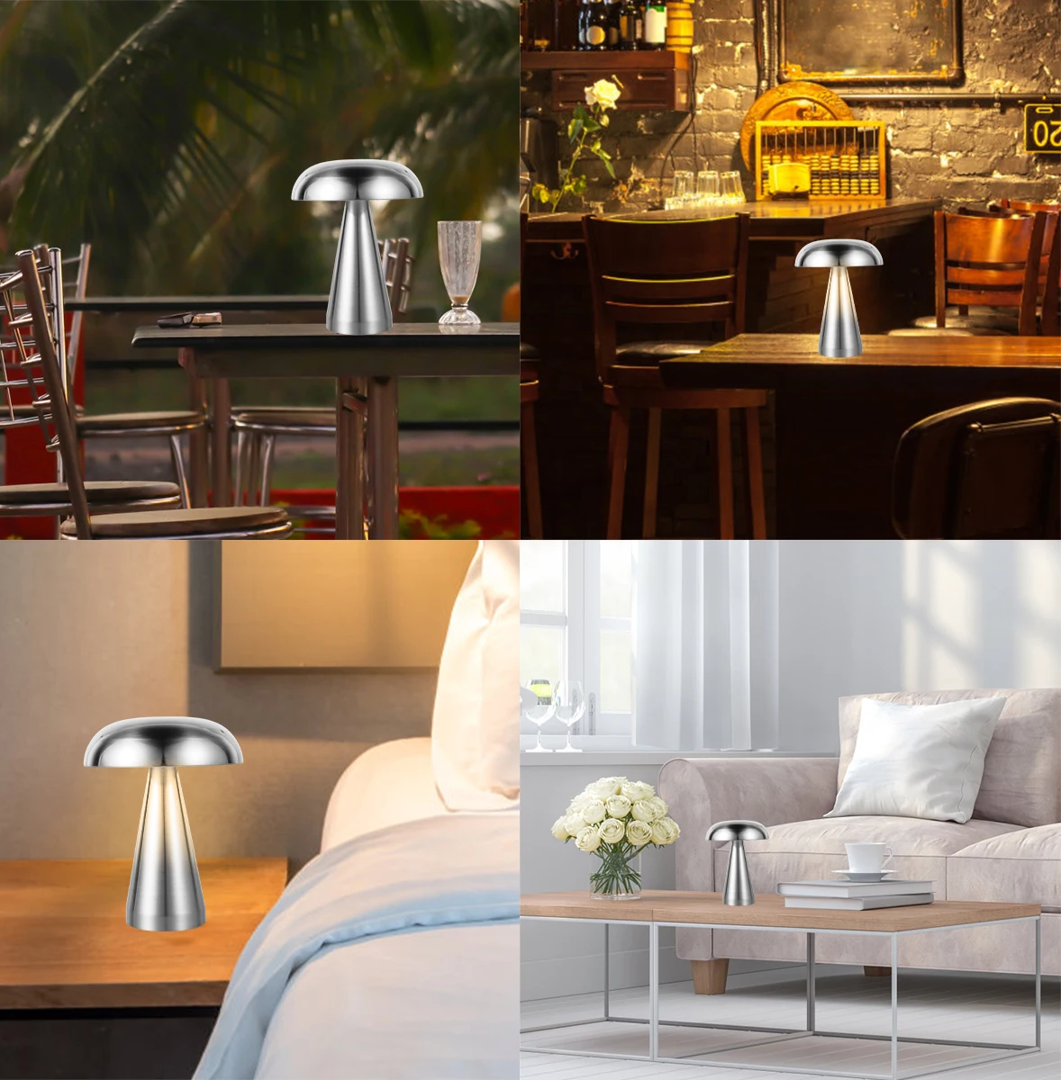 Modern home decoration mushroom lamp white metal marble stone table lamp bedroom bedside reading desk lamp