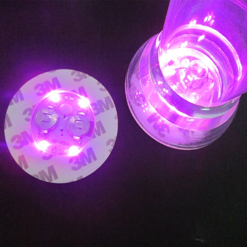 2024 New Hot Selling Customized 6cm Bar Party Night Glow LED Cup Sticker coaster