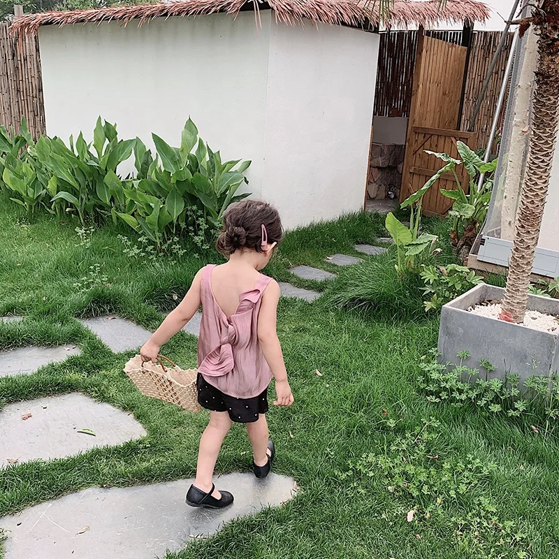 
5120 Children clothing hot sale fashion summer baby girl vest with bow-knot 