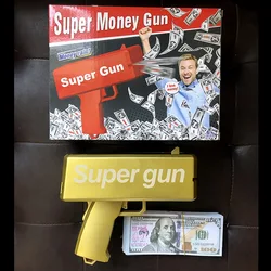 Super Paper Playing Money Gun Make it Rain Handheld Cash GunDispenser Money Shooter with 100 Pcs Dollars  Fake Bill  Play Money