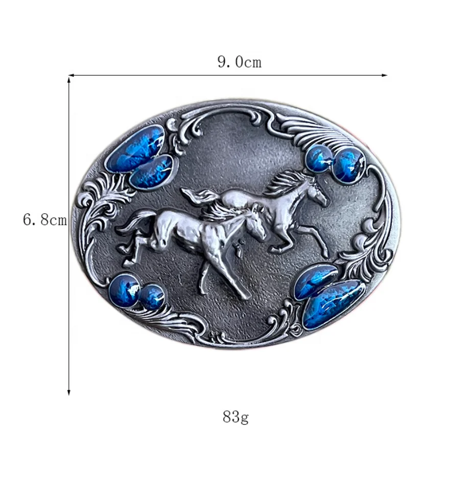 Customized 40mm Flying Eagle Smooth Buckle Premium Double Horse Western Jeans Bags 3D Logo Zinc Alloy Steel Customized Buckle