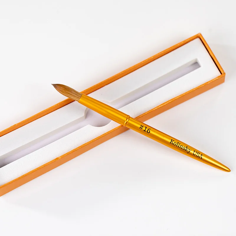 Professional Wholesale Chiyan Factory Custom Logo 100% Kolinsky Metal Handle Crystal Crimped Kolinsky Acrylic Nail Brush