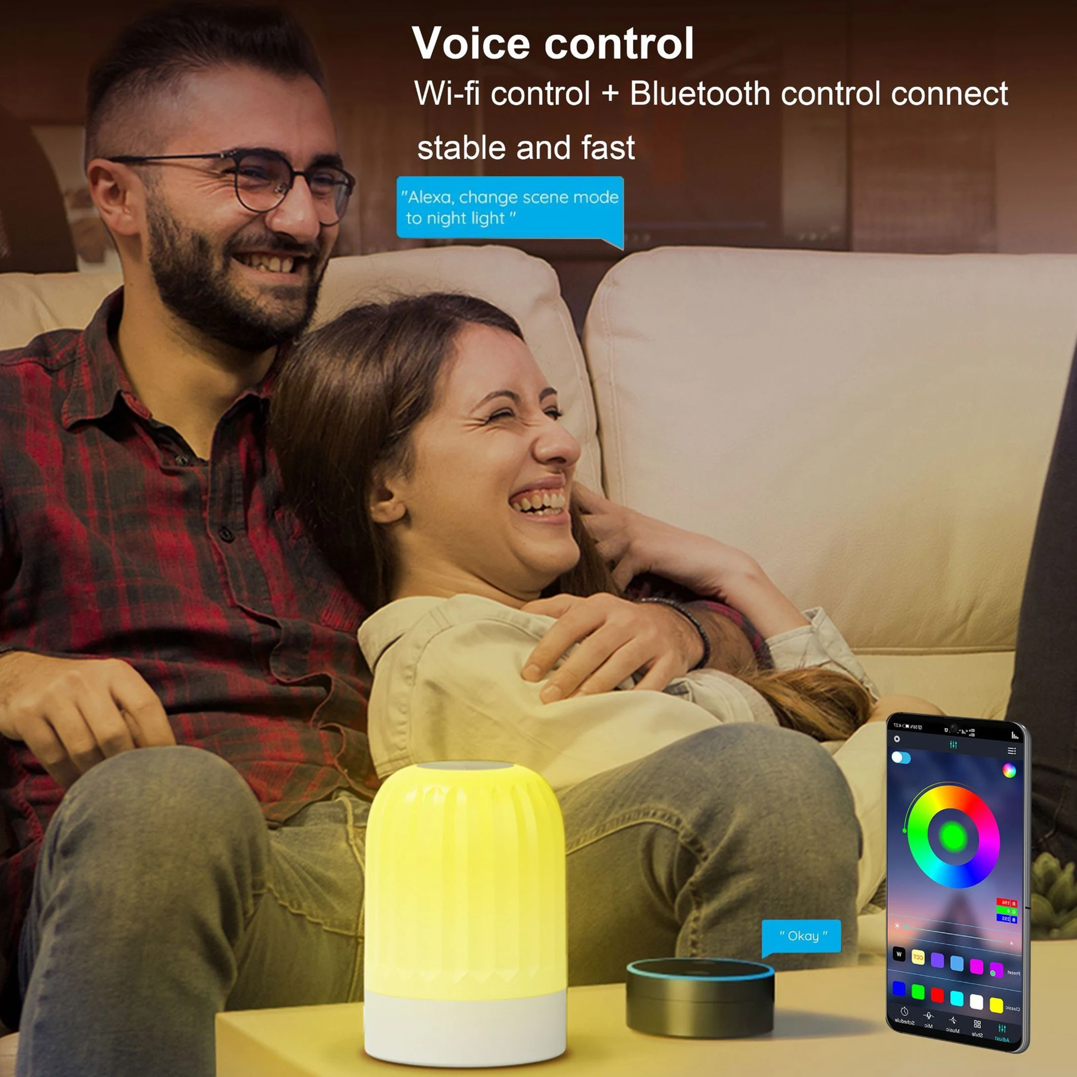 Tuya Smart Life Led Touch Sensor Dimmable Rgb Color Changing App Controlled Smart Wifi Beside Night Lamp