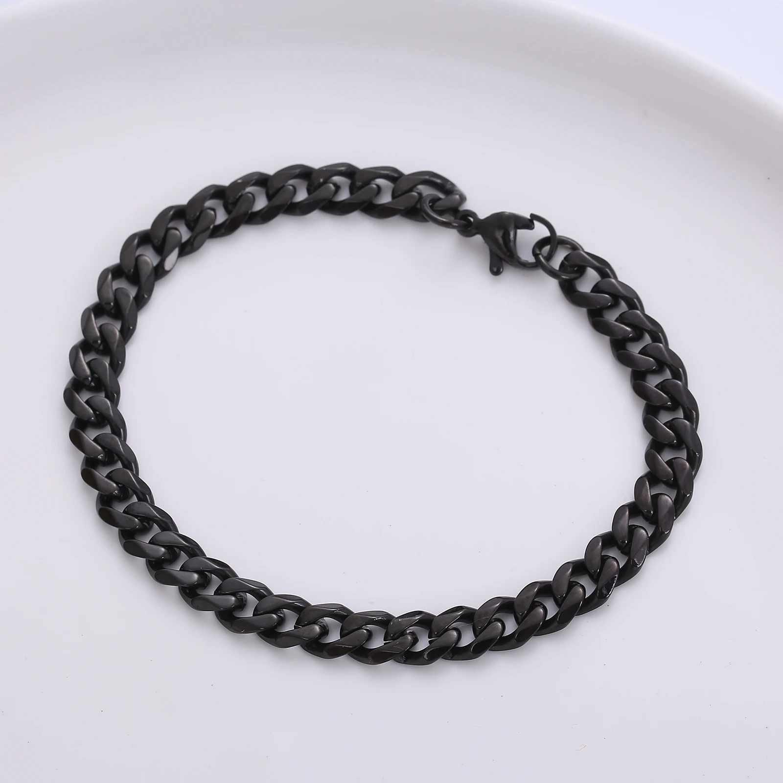 Mens Stainless Steel Silver Black Gold Chain Cuban link Bracelet