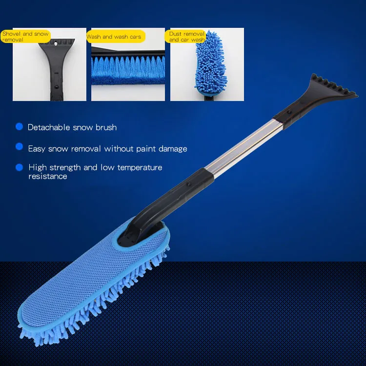 3in1 car ice scraper with brush Aluminum alloy car snow shovel with chenille