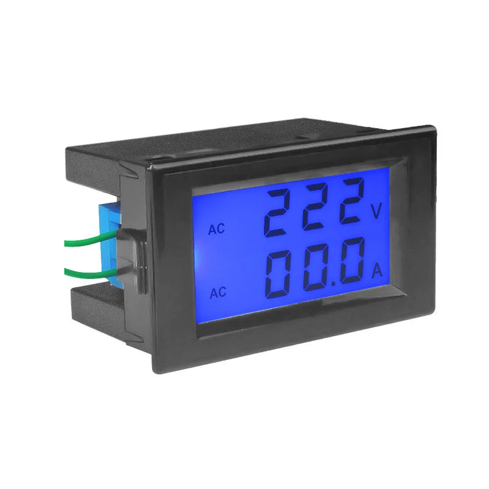 Digital AC Voltmeter Ammeter AC 80-300V 100A Amp Volt Panel Meter Voltage Current Amp Monitor 110V 220V LCD Dual Display