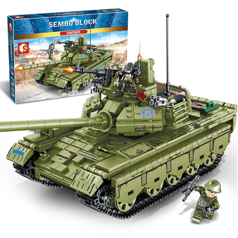 SEMBO Military Tank Model Building Blocks WW2 Helicopter City Truck Soldier Figures Bricks Toys For Boys