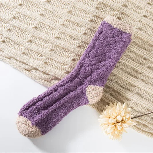In Stock Winter Warm Soft Comfortable Cute Colorful Microfiber Floor Slipper Socks Women Fuzzy Fluffy Socks