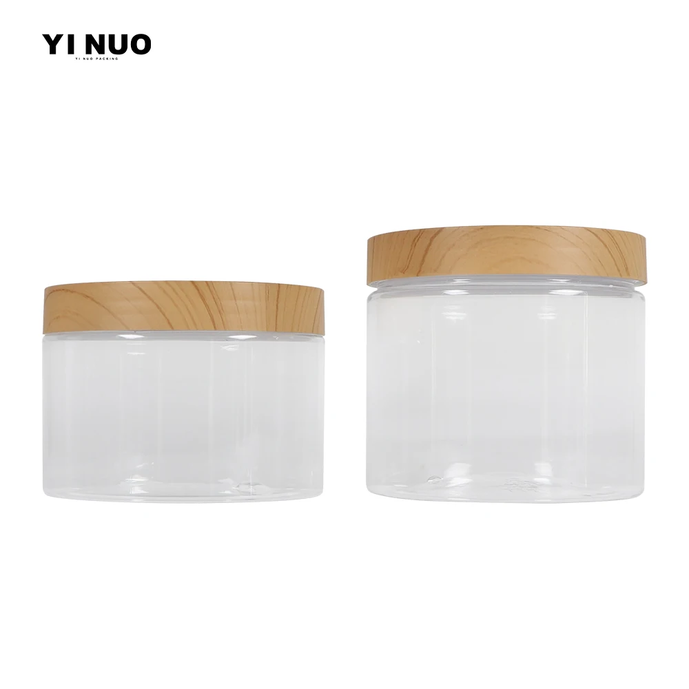 150ml 180ml 200ml 250ml home storage jar Clear Pet Jars Container With Plastic bamboo Lid Transparent Plastic Storage Bottle
