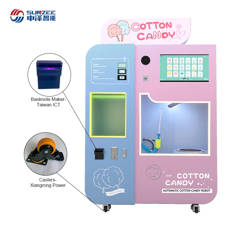 Support Multi-language Electric Commercialautomatic Vend Machine Cotton Candy