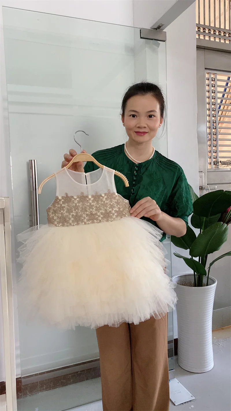 New baby dress children frocks designs kids flower party dresses pink front short back long kids dress girls wedding wear