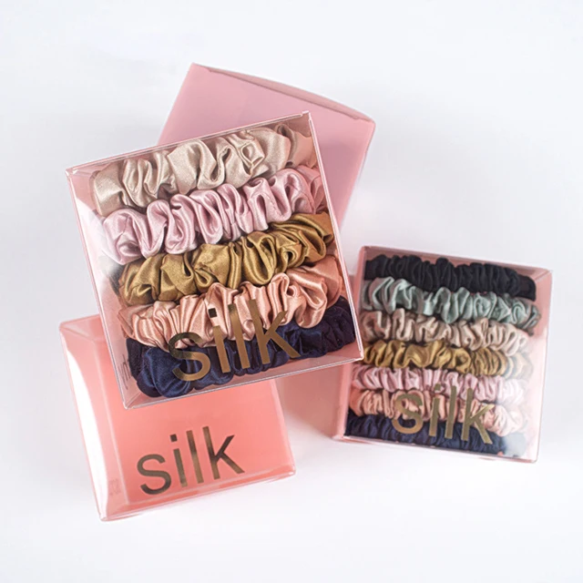 Wholesales PVC Bronzing Hair Flower Scrunchies Gift box Plastic Gift Package